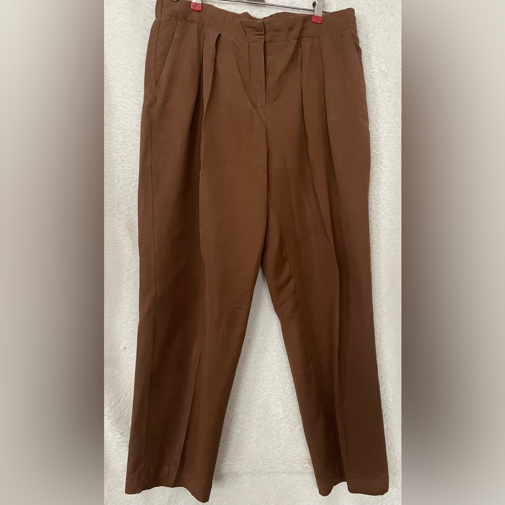Brown ankle length dress pants